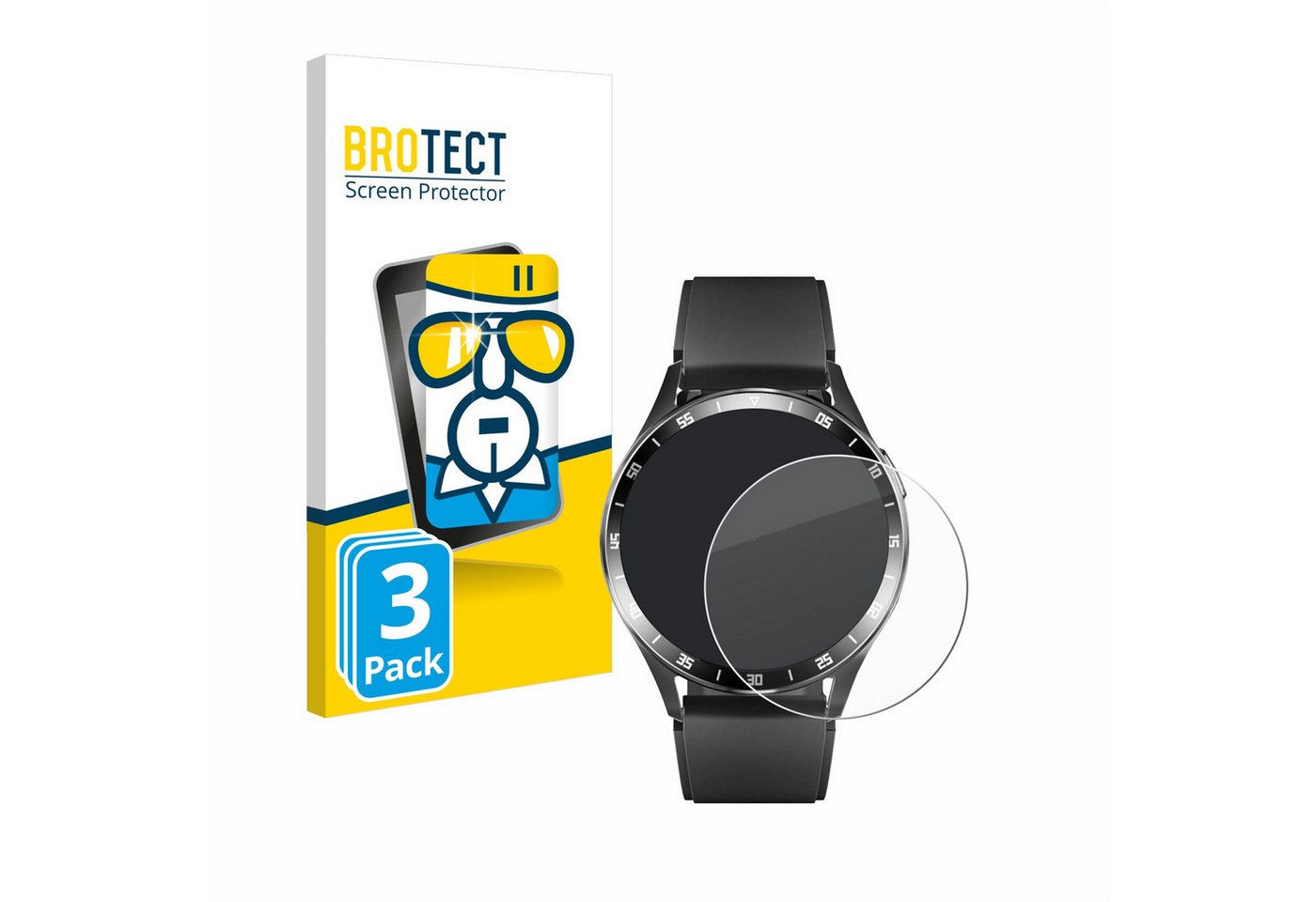 BROTECT Panzerglas für usogood Smartwatch 1.39, Displayschutzglas, 3 Stück, Schutzglas Echtglas 9H Härte HD-Clear" von BROTECT