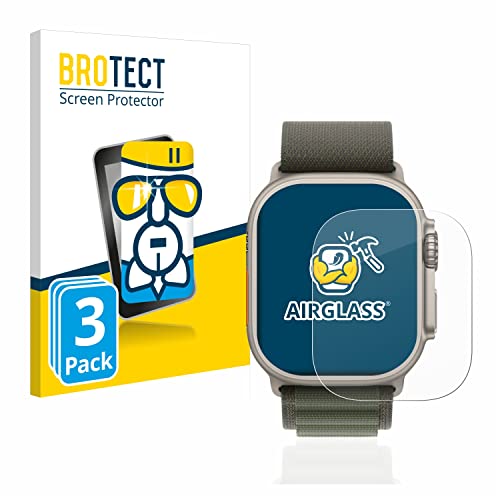 BROTECT Schutzglas für Apple Watch Ultra/Ultra 2 (3 Stück) Schutzfolie Panzer Folie Glas [Extrem Kratzfest 9H, Anti-Fingerprint, Ultra-Transparent] von BROTECT