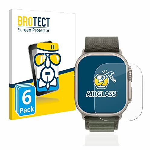 BROTECT Schutzglas für Apple Watch Ultra/Ultra 2 (6 Stück) Schutzfolie Panzer Folie Glas [Extrem Kratzfest 9H, Anti-Fingerprint, Ultra-Transparent] von BROTECT