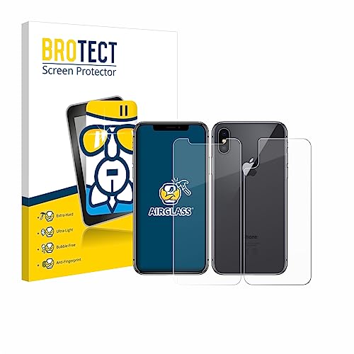 BROTECT Panzerglasfolie für Apple iPhone X/Xs (Vorder + Rückseite) Schutzglas Schutzfolie [Extrem Kratzfest 9H, Anti-Fingerprint von BROTECT