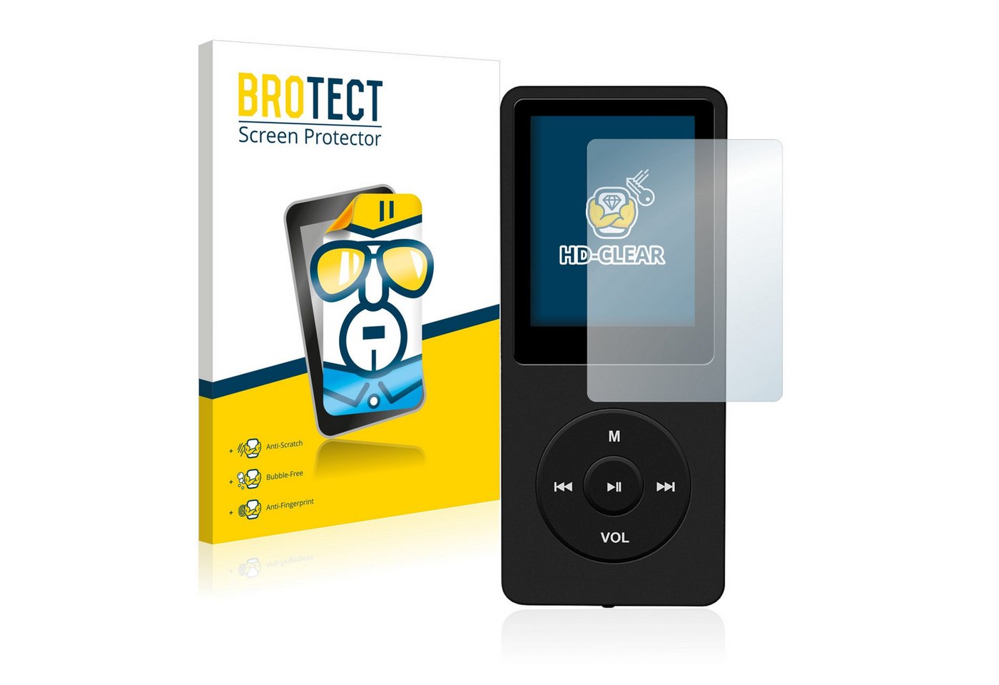 BROTECT Schutzfolie für AGPtek 8GB MP3-Player, Displayschutzfolie, 2 Stück, Folie klar von BROTECT