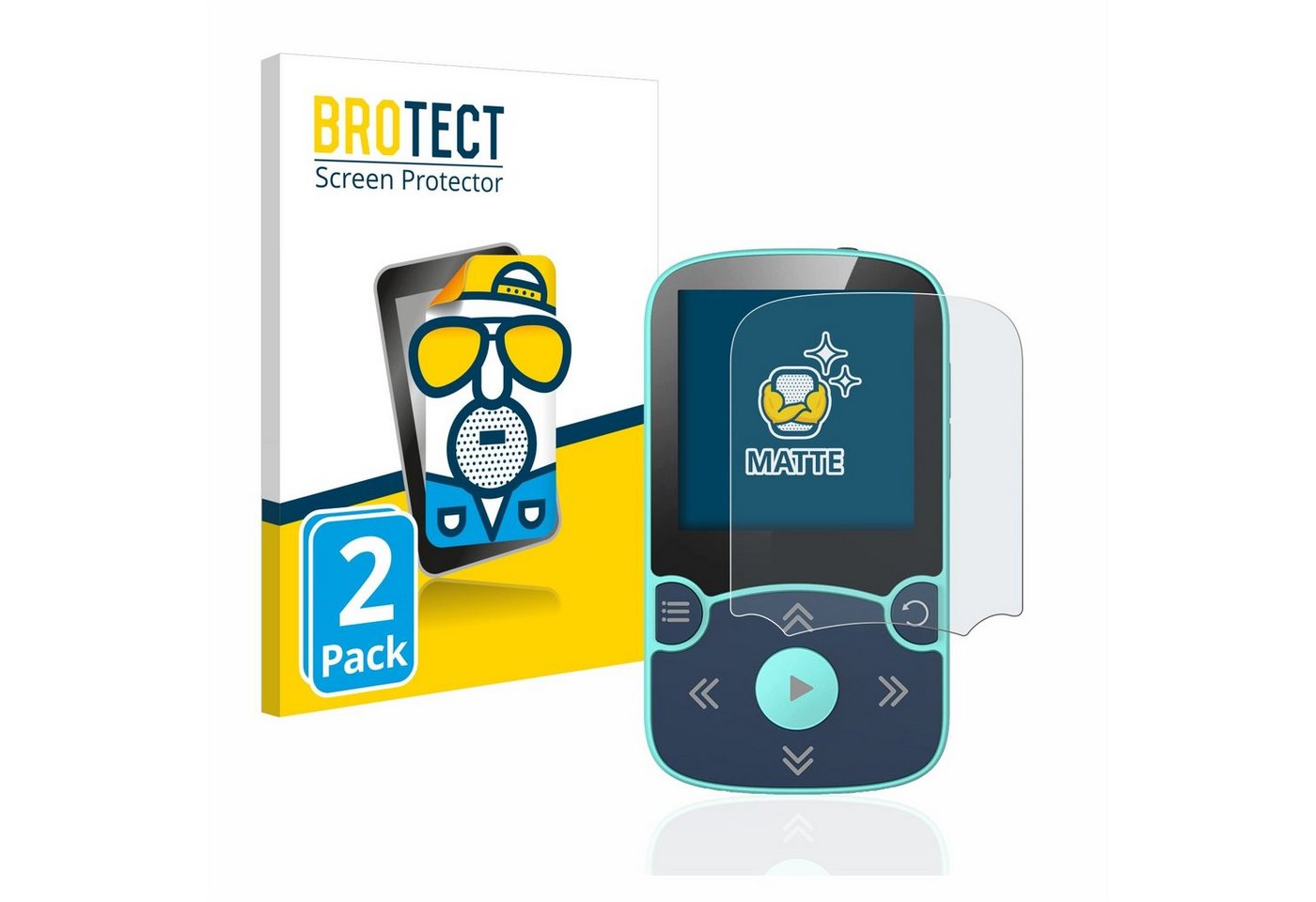 BROTECT Schutzfolie für AGPtek A65X MP3 Player with clip, Displayschutzfolie, 2 Stück, Folie matt entspiegelt von BROTECT