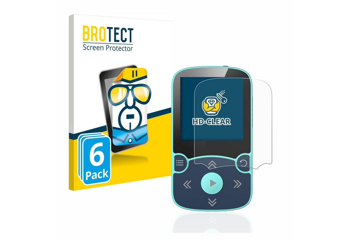 BROTECT Schutzfolie für AGPtek A65X MP3 Player with clip, Displayschutzfolie, 6 Stück, Folie klar von BROTECT