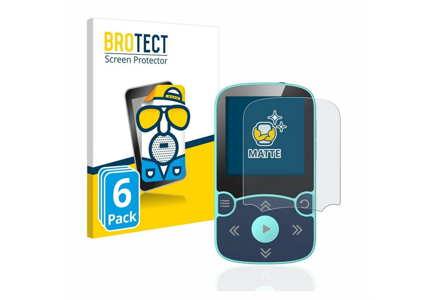 BROTECT Schutzfolie für AGPtek A65X MP3 Player with clip, Displayschutzfolie, 6 Stück, Folie matt entspiegelt von BROTECT