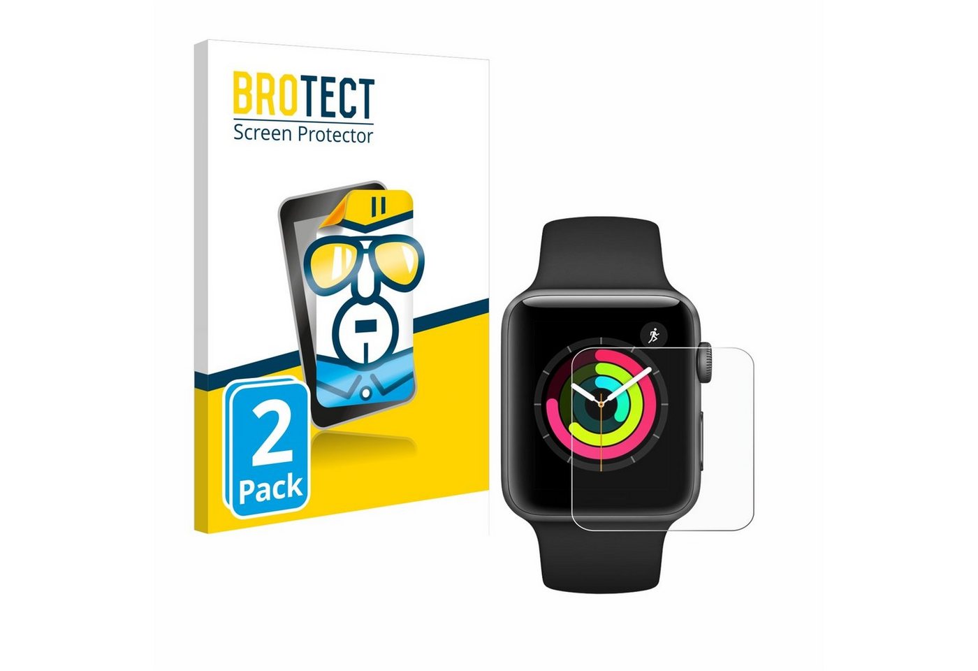 BROTECT Schutzfolie für Apple Watch Series 3 (42 mm), Displayschutzfolie, 2 Stück, Folie klar von BROTECT