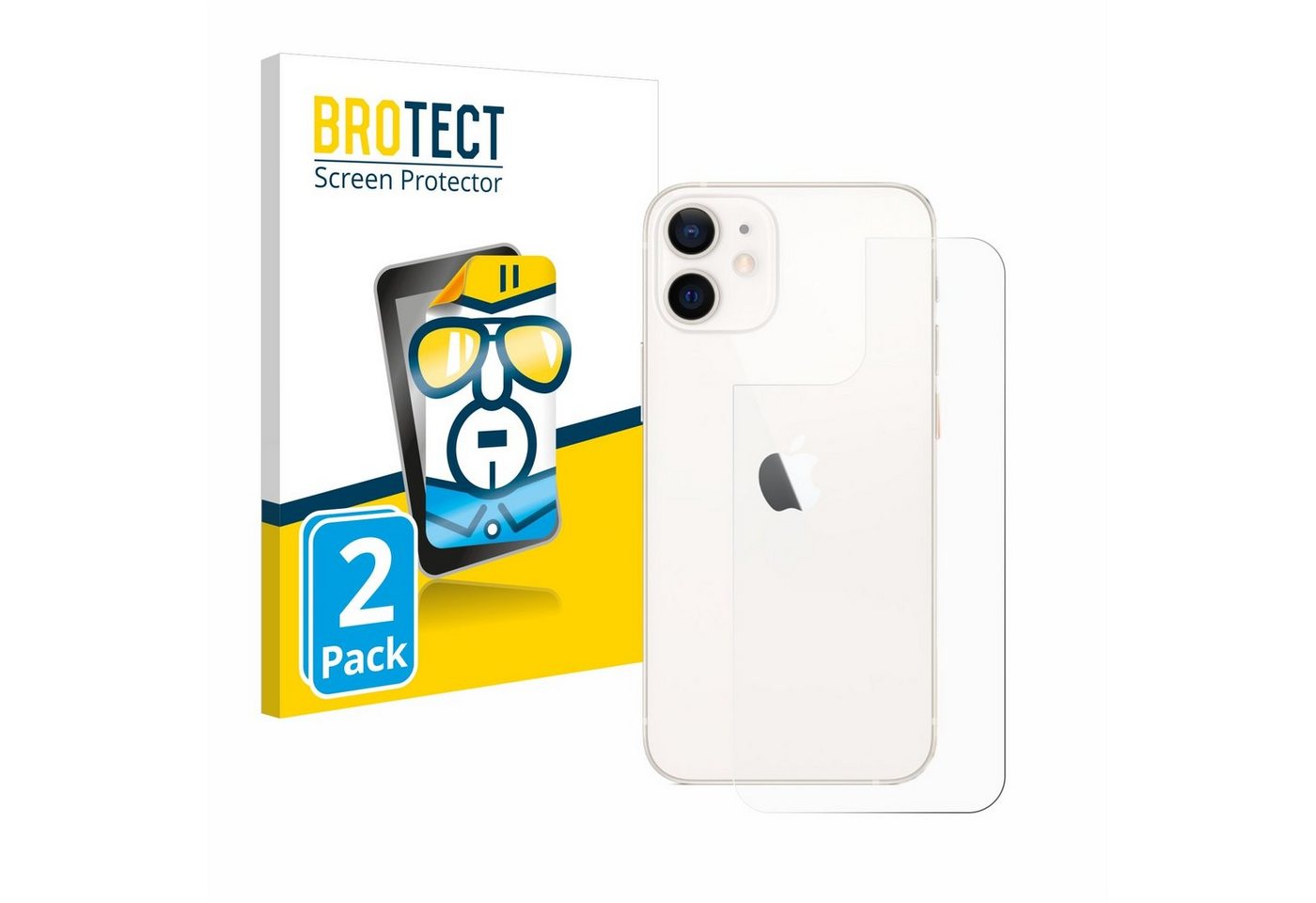 BROTECT Schutzfolie für Apple iPhone 12 mini (Rückseite), Displayschutzfolie, 2 Stück, Folie klar von BROTECT