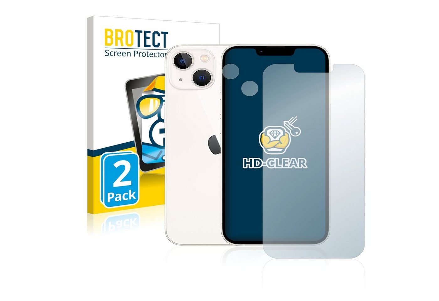 BROTECT Displayschutzfolie Schutzfolie für Apple iPhone 13 (Display+Kamera), 2 Stück, Displayschutz Schutz Folie Klar Transparent von BROTECT