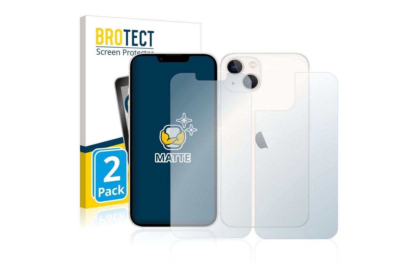 BROTECT Schutzfolie für Apple iPhone 13 (Display+Rückseite), Displayschutzfolie, 2 Stück, Folie matt entspiegelt von BROTECT
