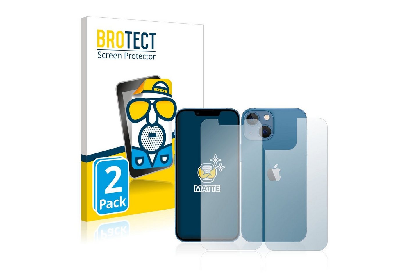 BROTECT Schutzfolie für Apple iPhone 13 mini (Display+Rückseite), Displayschutzfolie, 2 Stück, Folie matt entspiegelt von BROTECT