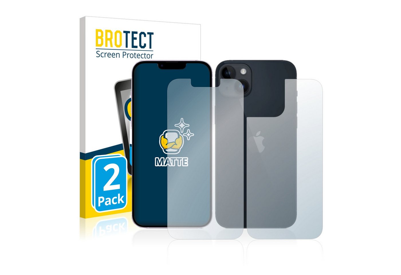 BROTECT Schutzfolie für Apple iPhone 14 (Display+Rückseite), Displayschutzfolie, 2 Stück, Folie matt entspiegelt von BROTECT
