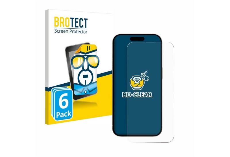 BROTECT Displayschutzfolie Schutzfolie für Apple iPhone 15 Pro Max, 6 Stück, Displayschutz Schutz Folie Klar Transparent von BROTECT