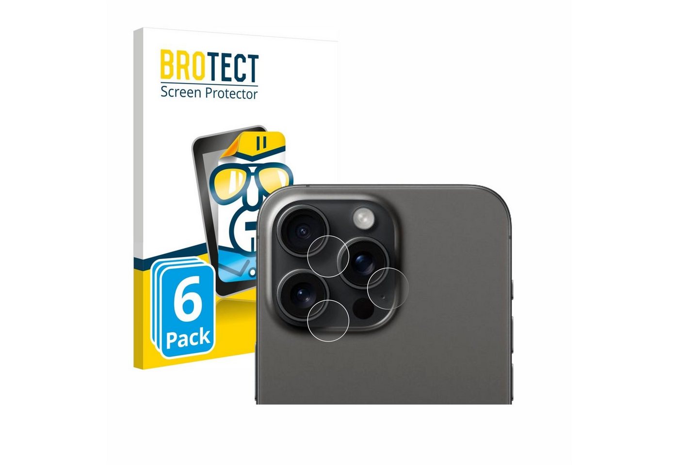 BROTECT Schutzfolie für Apple iPhone 15 Pro Max (NUR Kameraschutz), Displayschutzfolie, 6 Stück, Folie klar von BROTECT