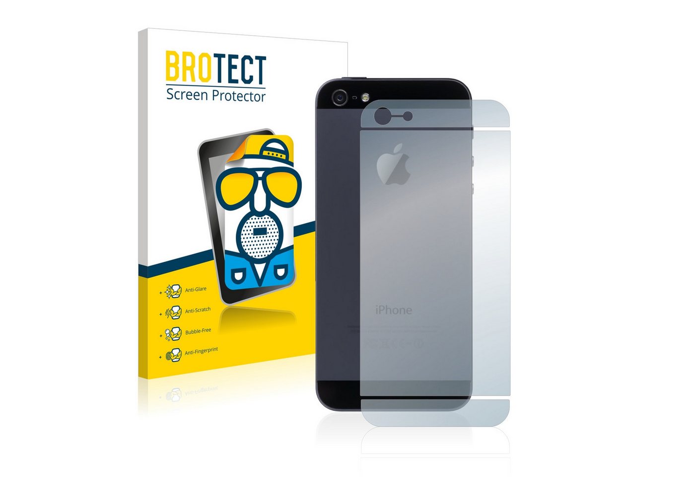BROTECT Displayschutzfolie Schutzfolie für Apple iPhone 5 Rückseite (gesamte Fläche), 2 Stück, 2 Stück, Displayschutz Schutz Folie Matt Entspiegelungsfolie von BROTECT