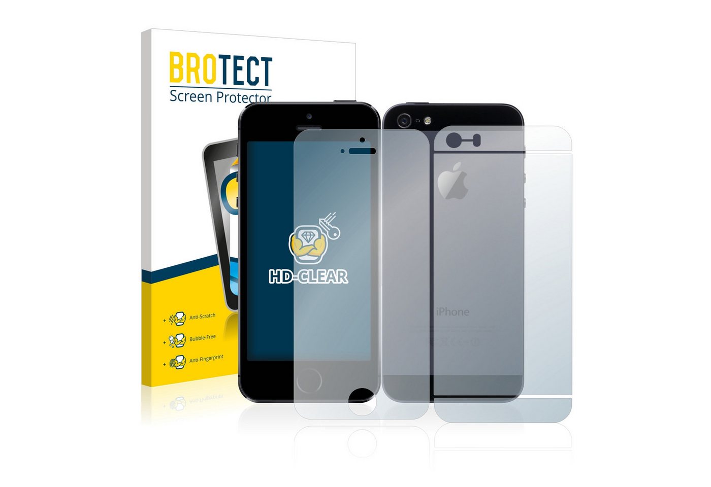 BROTECT Schutzfolie für Apple iPhone 5S (Display+Rückseite), Displayschutzfolie, 2 Stück, Folie klar von BROTECT