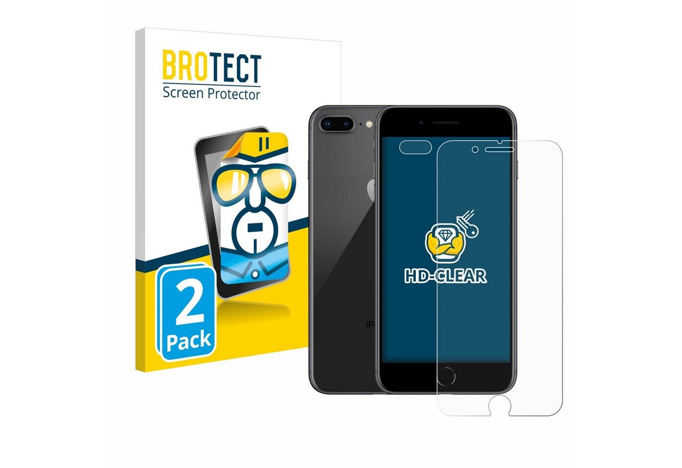 BROTECT Displayschutzfolie Schutzfolie für Apple iPhone 8 Plus (Display+Kamera), 2 Stück, Displayschutz Schutz Folie Klar Transparent von BROTECT