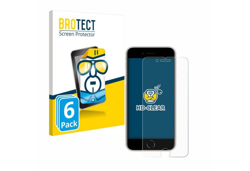 BROTECT Displayschutzfolie Schutzfolie für Apple iPhone SE 3 2022, 6 Stück, Displayschutz Schutz Folie Klar Transparent von BROTECT