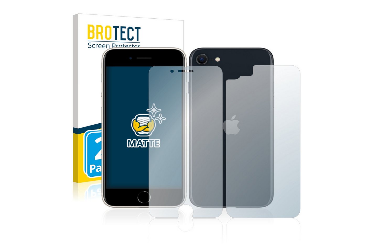 BROTECT Displayschutzfolie Schutzfolie für Apple iPhone SE 3 2022 (Display+Rückseite), 2 Stück, Displayschutz Schutz Folie Matt Entspiegelungsfolie von BROTECT