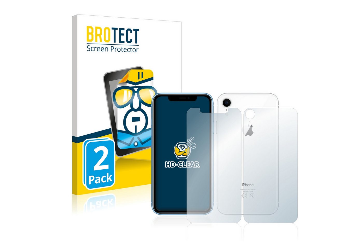 BROTECT Displayschutzfolie Schutzfolie für Apple iPhone XR (Display+Rückseite), 2 Stück, Displayschutz Schutz Folie Klar Transparent von BROTECT