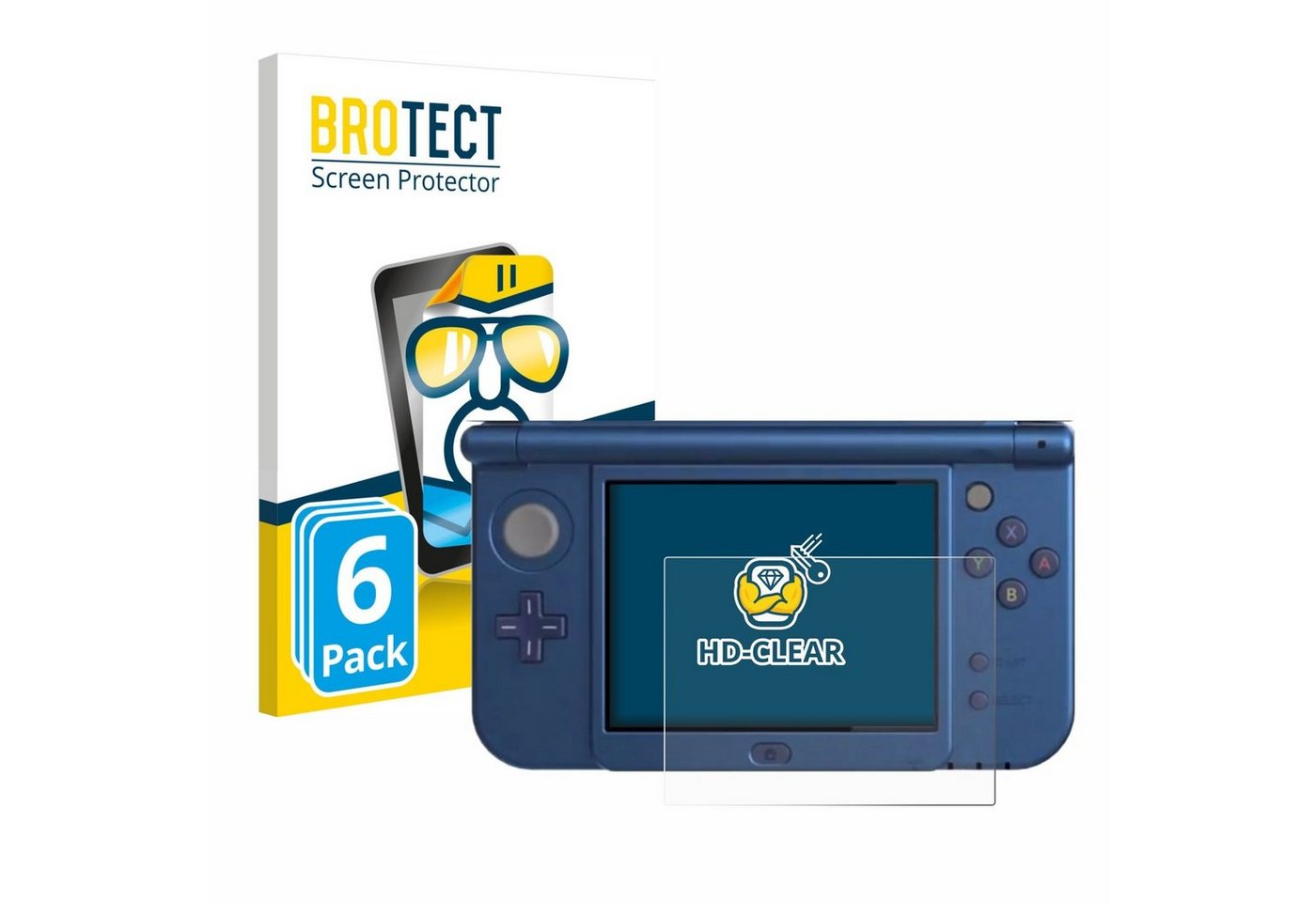 BROTECT Schutzfolie für Nintendo New 3DS XL (Unteres Display), Displayschutzfolie, 6 Stück, Folie klar von BROTECT