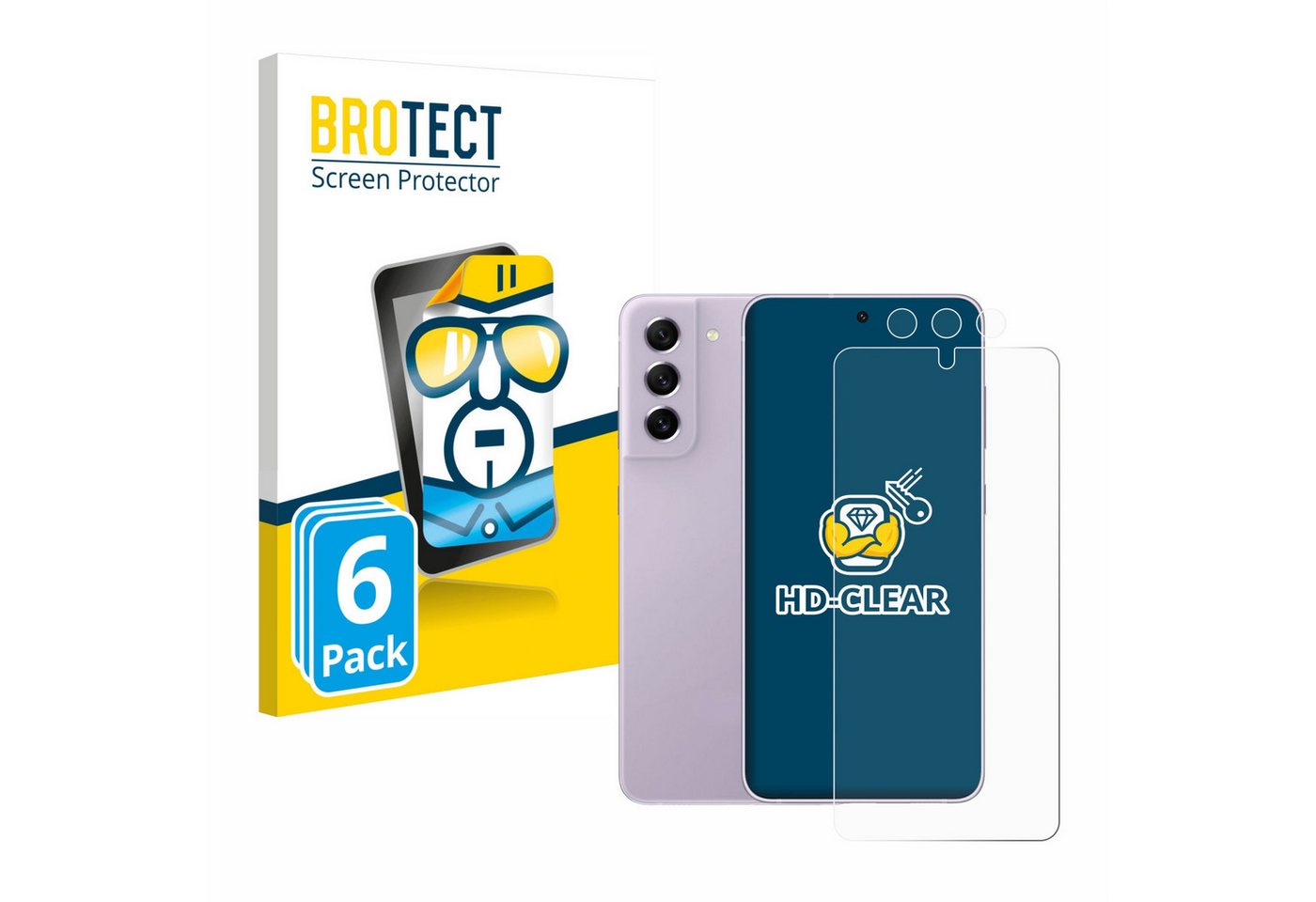 BROTECT Displayschutzfolie Schutzfolie für Samsung Galaxy S21 FE 5G (Display+Kamera), 6 Stück, 6 Stück, Displayschutz Schutz Folie Klar Transparent von BROTECT