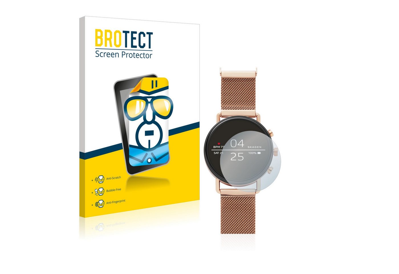 BROTECT Schutzfolie für Skagen Smartwatch Falster 40mm, Displayschutzfolie, 2 Stück, Folie klar von BROTECT
