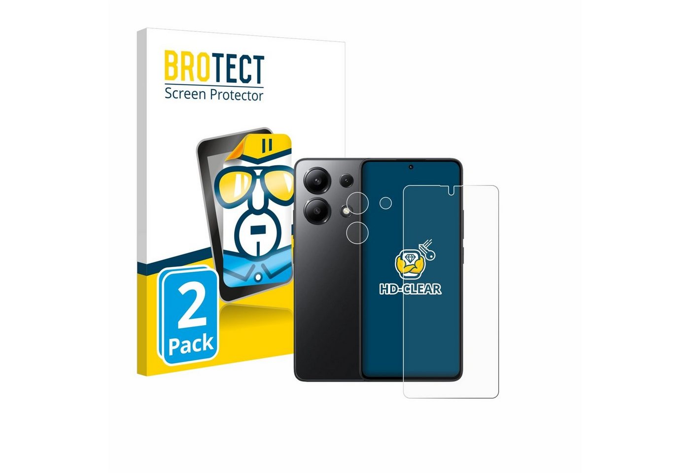 BROTECT Displayschutzfolie Schutzfolie für Xiaomi Redmi Note 13 5G (Display+Kamera), 2 Stück, Displayschutz Schutz Folie Klar Transparent von BROTECT