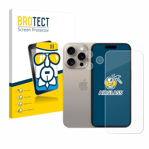 BROTECT Schutzglas für Apple iPhone 15 Pro (Display+Kamera) Schutzfolie Panzer Folie Glas [Extrem Kratzfest 9H, Anti-Fingerprint, Ultra-Transparent] von BROTECT