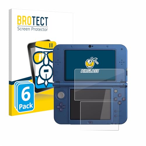 BROTECT Schutzglas für Nintendo New 3DS XL (6 Stück) Schutzfolie Panzer Folie Glas [Extrem Kratzfest 9H, Anti-Fingerprint, Ultra-Transparent] von BROTECT