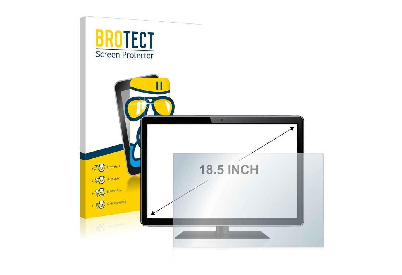 BROTECT flexible Panzerglasfolie für 47 cm (18.5 Zoll) [410 x 231 mm], Displayschutzglas, Schutzglas Glasfolie klar von BROTECT