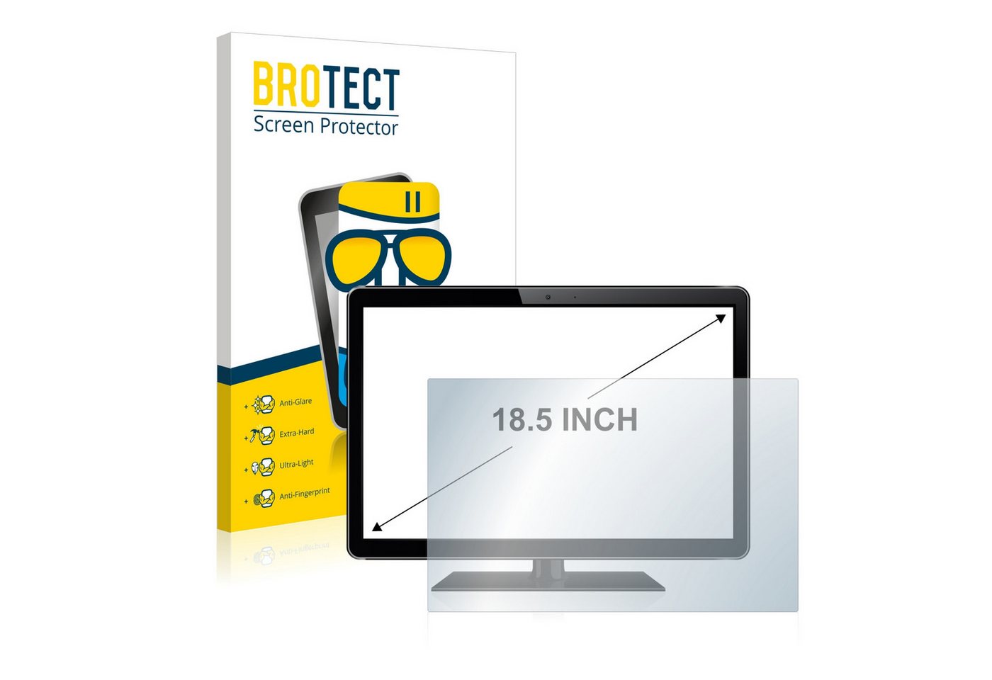 BROTECT flexible Panzerglasfolie für 47 cm (18.5 Zoll) [410 x 231 mm], Displayschutzglas, Schutzglas Glasfolie matt entspiegelt Anti-Reflex von BROTECT