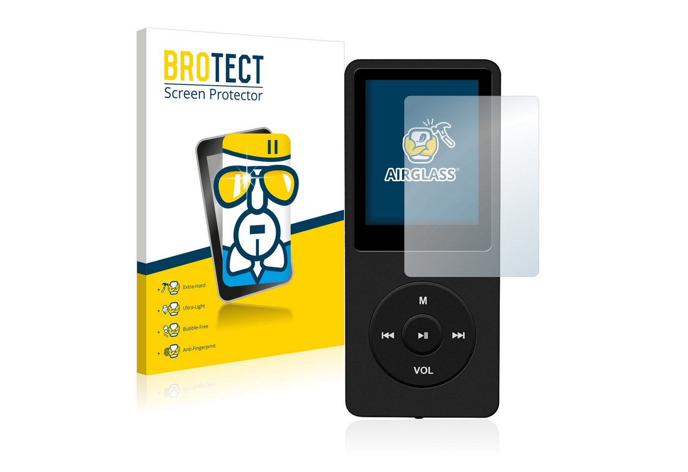 BROTECT flexible Panzerglasfolie für AGPtek 8GB MP3-Player, Displayschutzglas, Schutzglas Glasfolie klar von BROTECT