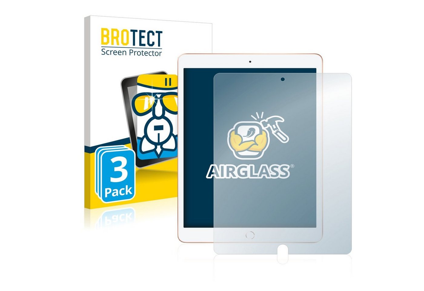 BROTECT flexible Panzerglasfolie für Apple iPad 10.2 WiFi Cellular 2020 (8. Gen), Displayschutzglas, 3 Stück, Schutzglas Glasfolie klar" von BROTECT
