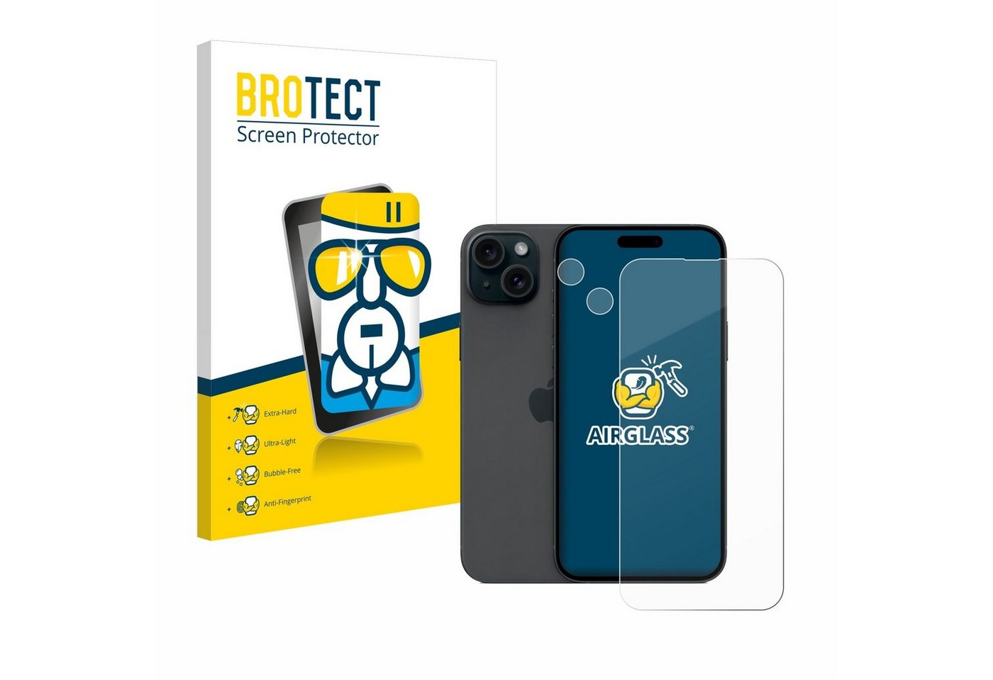 BROTECT Displayschutzglas Schutzglas für Apple iPhone 15 Plus (Display+Kamera), Schutzfolie Display Schutz Glas Folie klar von BROTECT