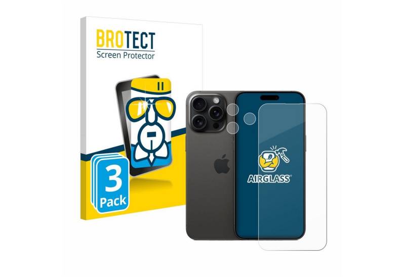 BROTECT Displayschutzglas Schutzglas für Apple iPhone 15 Pro Max (Display+Kamera), 3 Stück, 3 Stück, Schutzfolie Display Schutz Glas Folie klar von BROTECT