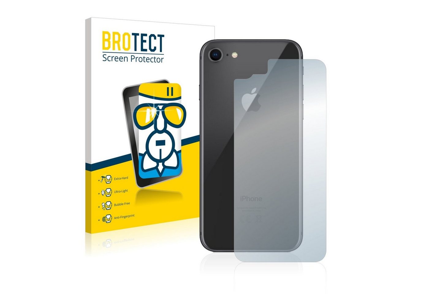 BROTECT Displayschutzglas Schutzglas für Apple iPhone 8 (Rückseite), Schutzfolie Display Schutz Glas Folie klar von BROTECT