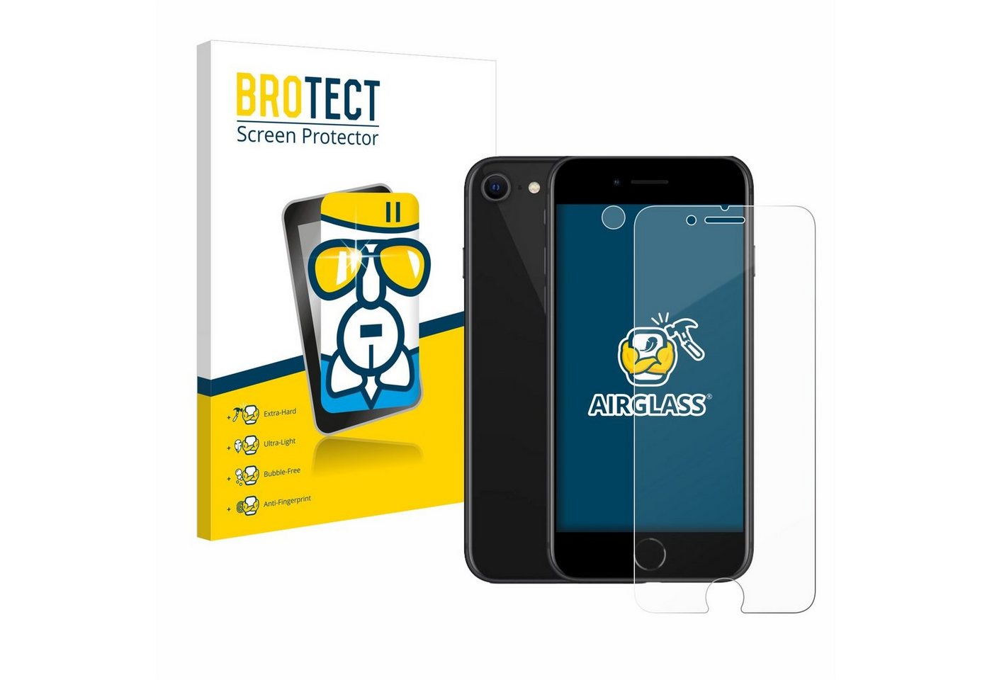 BROTECT Displayschutzglas Schutzglas für Apple iPhone SE 2 2020 (Display+Kamera), Schutzfolie Display Schutz Glas Folie klar von BROTECT