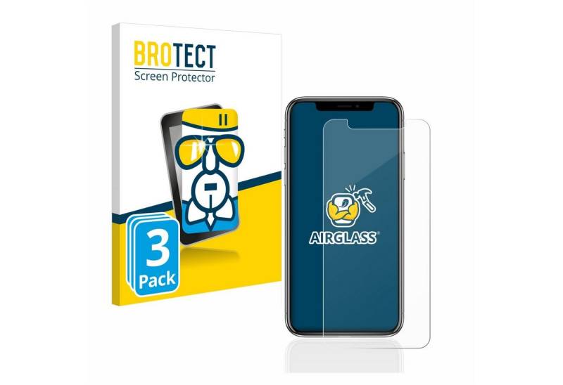 BROTECT Displayschutzglas Schutzglas für Apple iPhone X, 3 Stück, 3 Stück, Schutzfolie Display Schutz Glas Folie klar von BROTECT