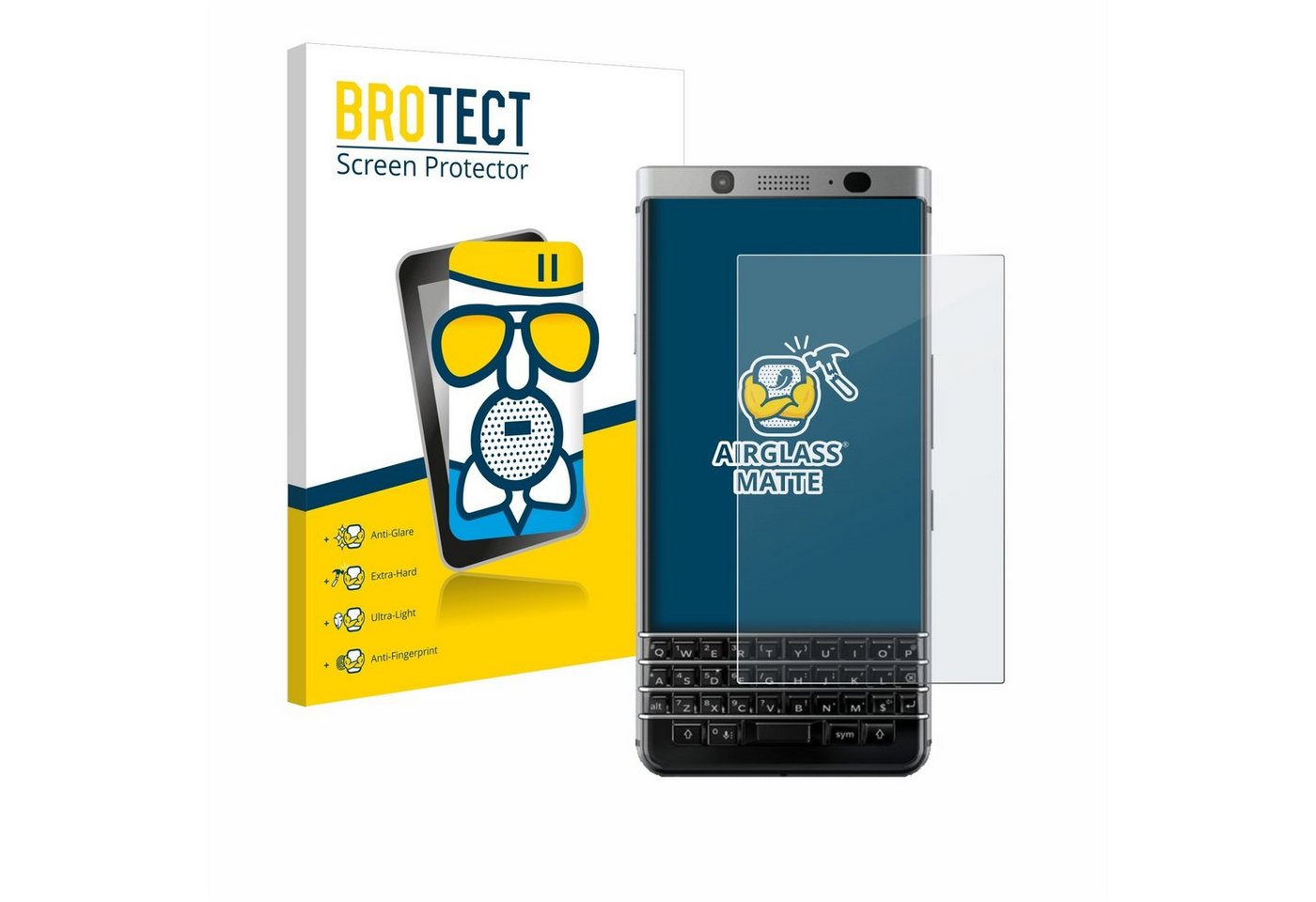 BROTECT flexible Panzerglasfolie für BlackBerry Keyone, Displayschutzglas, Schutzglas Glasfolie matt entspiegelt Anti-Reflex von BROTECT