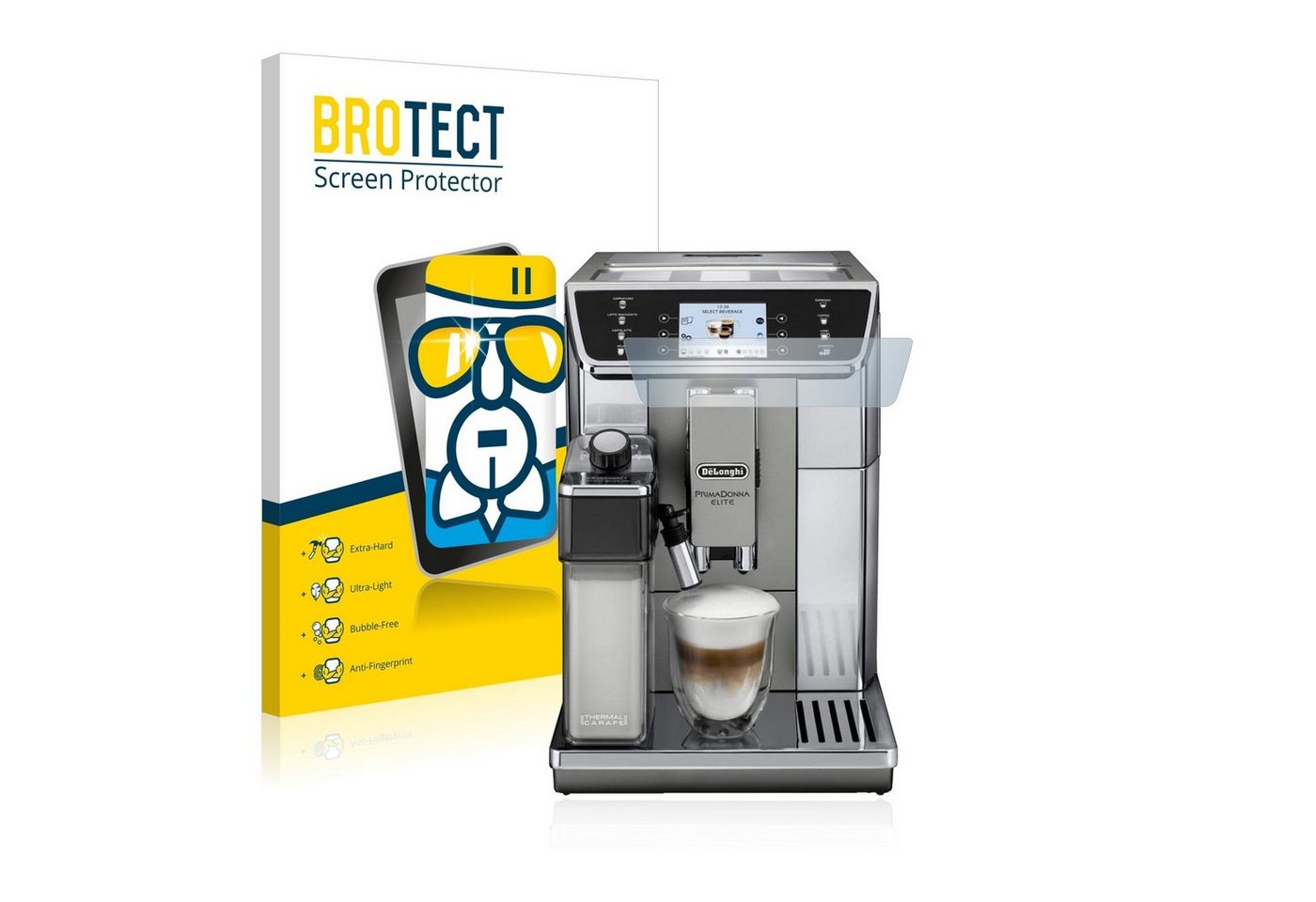 BROTECT flexible Panzerglasfolie für DeLonghi Primadonna Elite ECAM650.55.MS, Displayschutzglas, Schutzglas Glasfolie klar von BROTECT