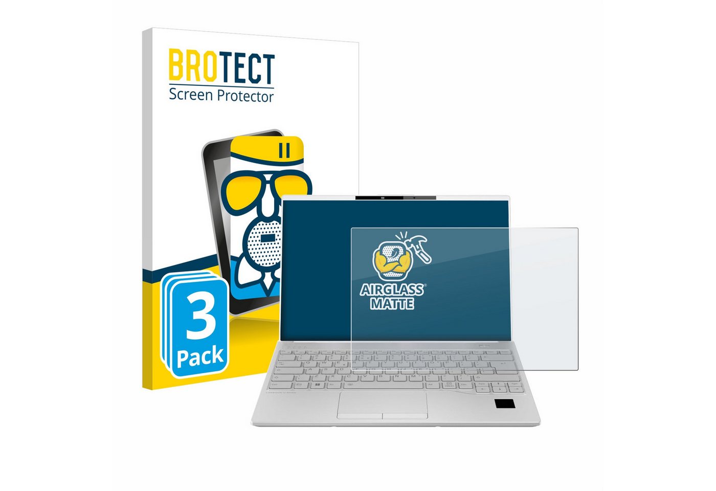 BROTECT flexible Panzerglasfolie für Fujitsu Lifebook U9413, Displayschutzglas, 3 Stück, Schutzglas Glasfolie matt entspiegelt Anti-Reflex von BROTECT