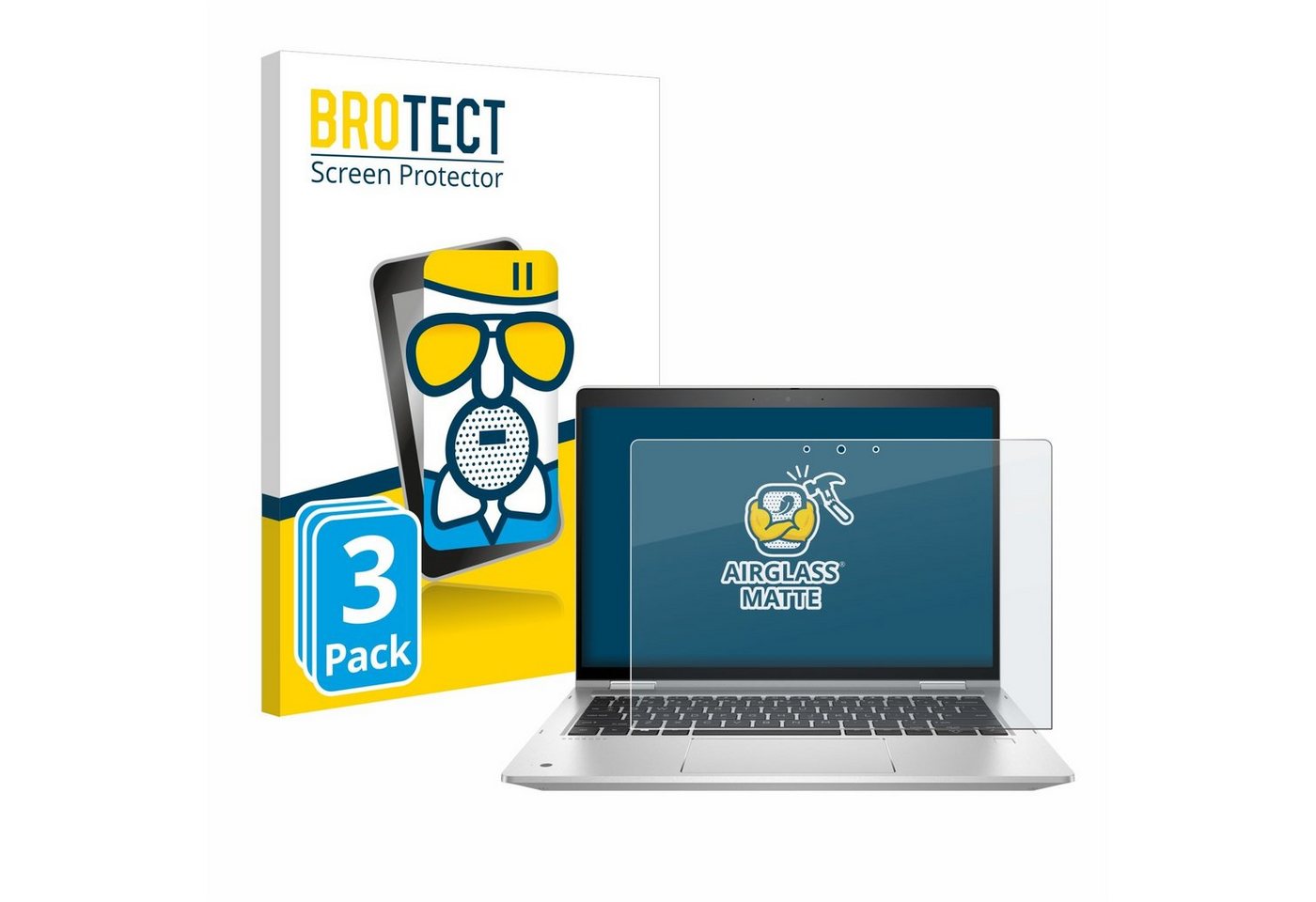 BROTECT flexible Panzerglasfolie für HP ProBook x360 435 G8, Displayschutzglas, 3 Stück, Schutzglas Glasfolie matt entspiegelt Anti-Reflex von BROTECT