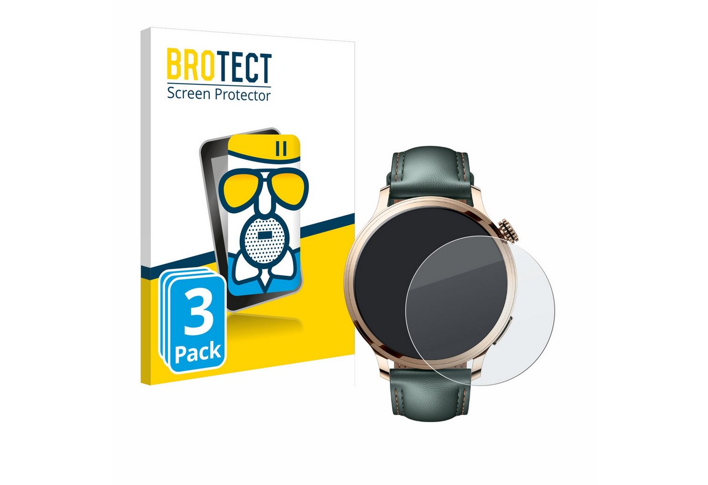 BROTECT flexible Panzerglasfolie für Honor Watch 4 Pro, Displayschutzglas, 3 Stück, Schutzglas Glasfolie matt entspiegelt Anti-Reflex von BROTECT