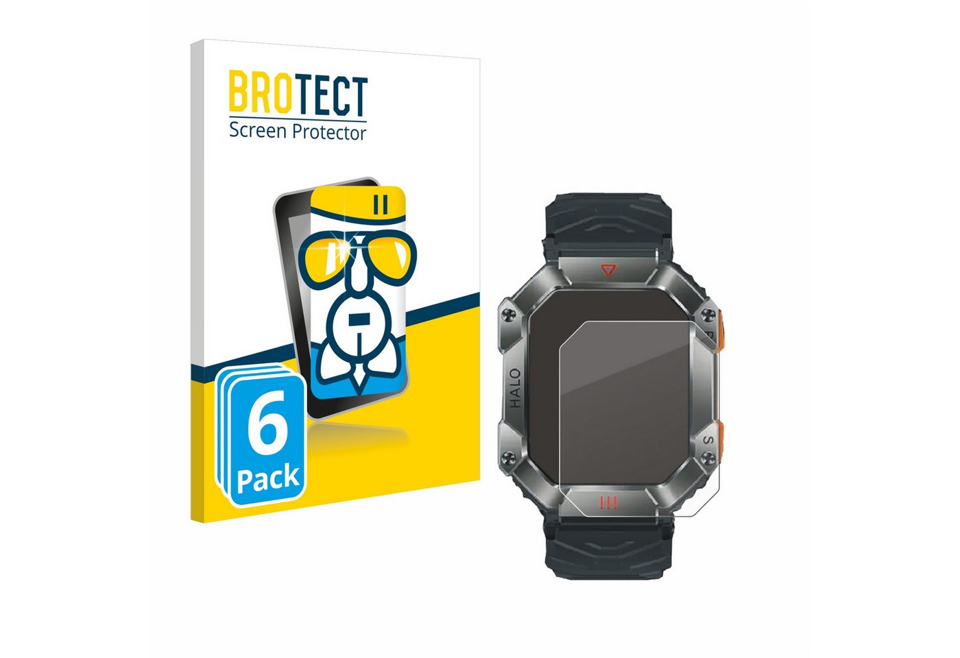 BROTECT flexible Panzerglasfolie für Ineyes Smartwatch 2, Displayschutzglas, 6 Stück, Schutzglas Glasfolie klar" von BROTECT