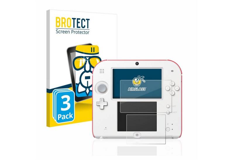 BROTECT flexible Panzerglasfolie für Nintendo 2DS, Displayschutzglas, 3 Stück, Schutzglas Glasfolie klar von BROTECT