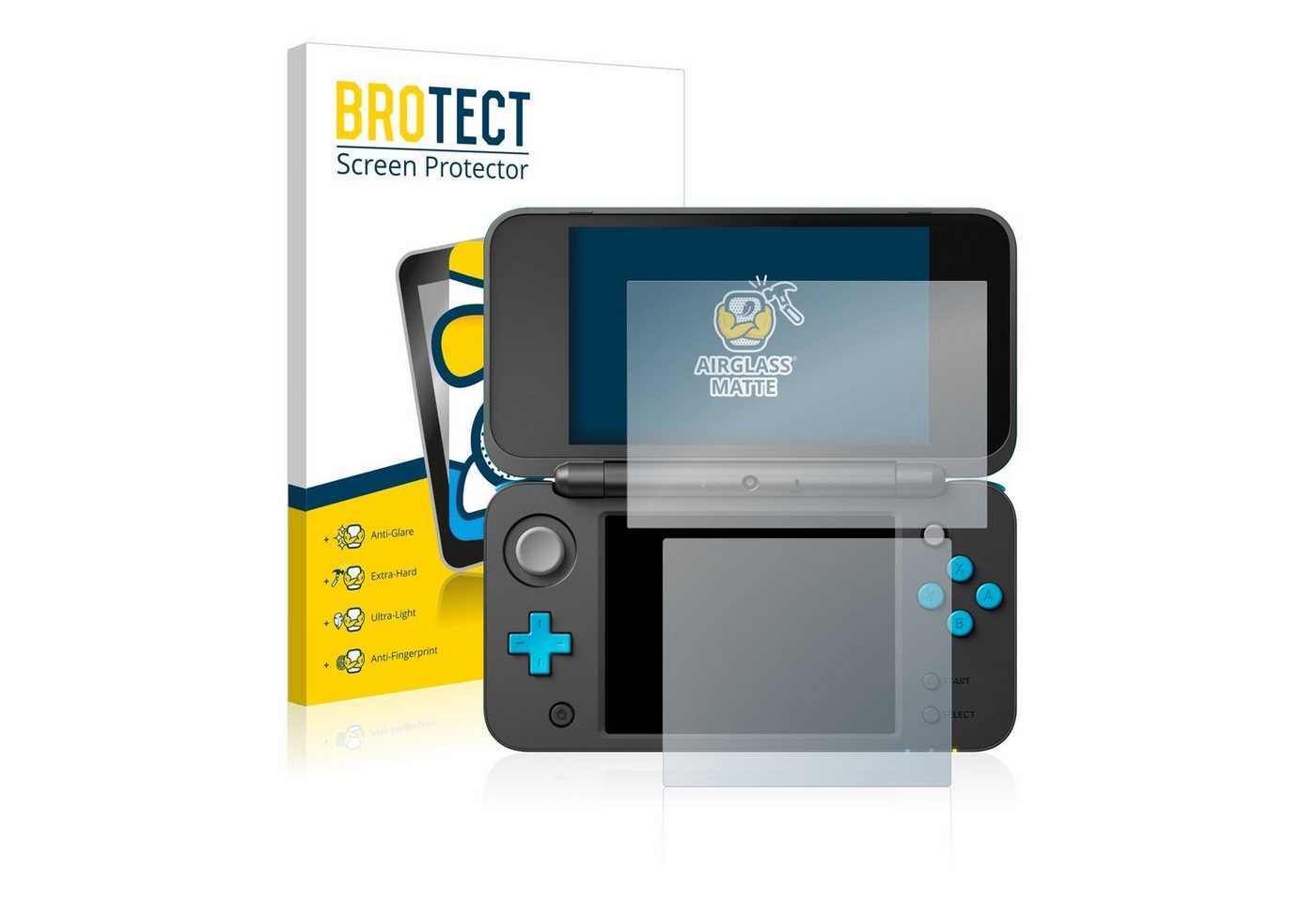 BROTECT flexible Panzerglasfolie für Nintendo 2DS XL, Displayschutzglas, Schutzglas Glasfolie matt entspiegelt Anti-Reflex von BROTECT