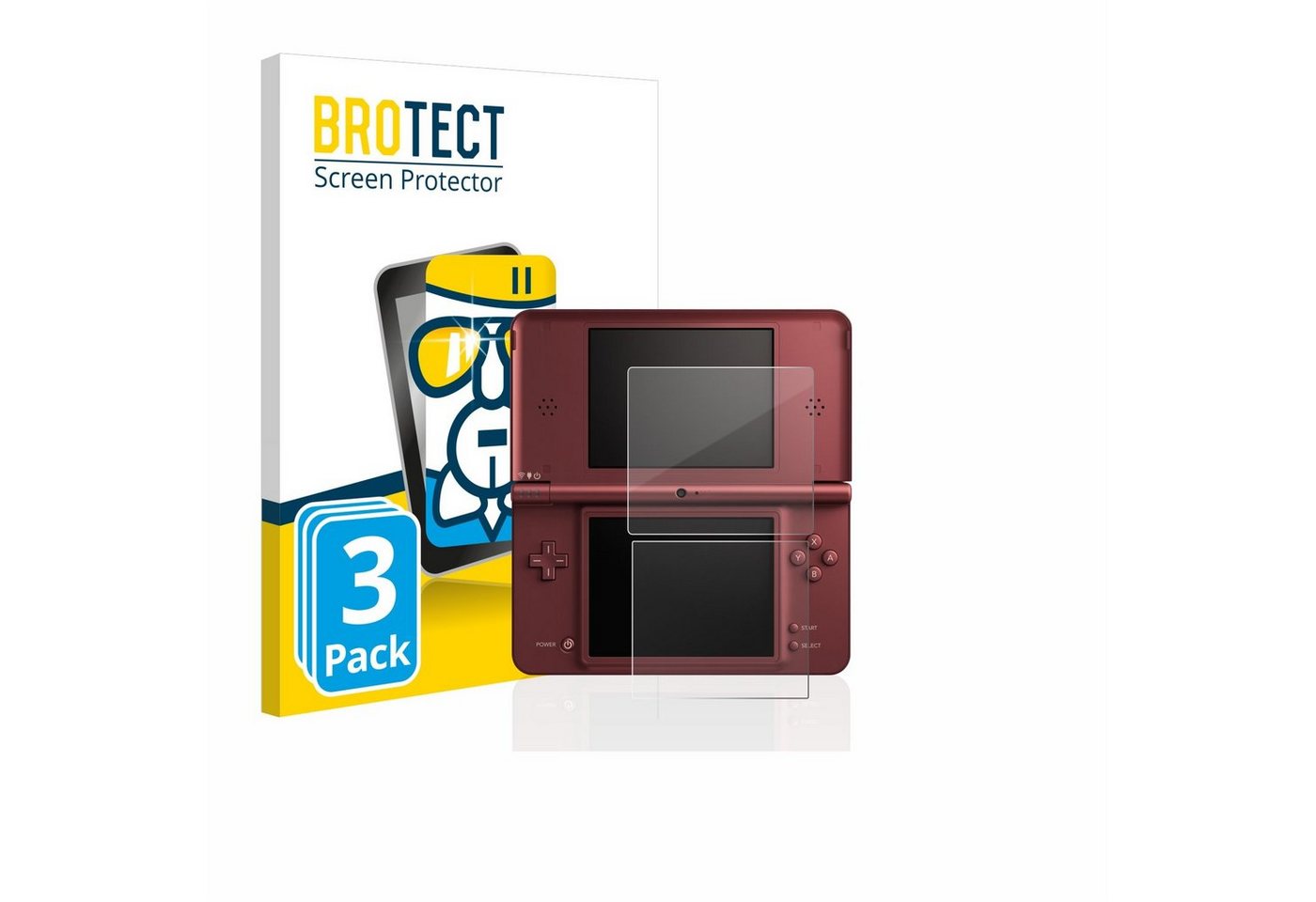 BROTECT flexible Panzerglasfolie für Nintendo DSi XL, Displayschutzglas, 3 Stück, Schutzglas Glasfolie klar von BROTECT