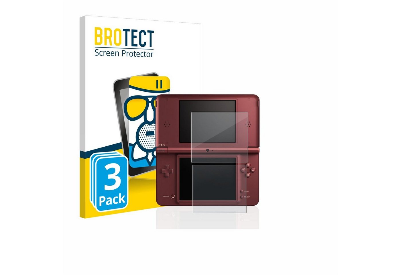 BROTECT flexible Panzerglasfolie für Nintendo DSi XL, Displayschutzglas, 3 Stück, Schutzglas Glasfolie matt entspiegelt Anti-Reflex von BROTECT