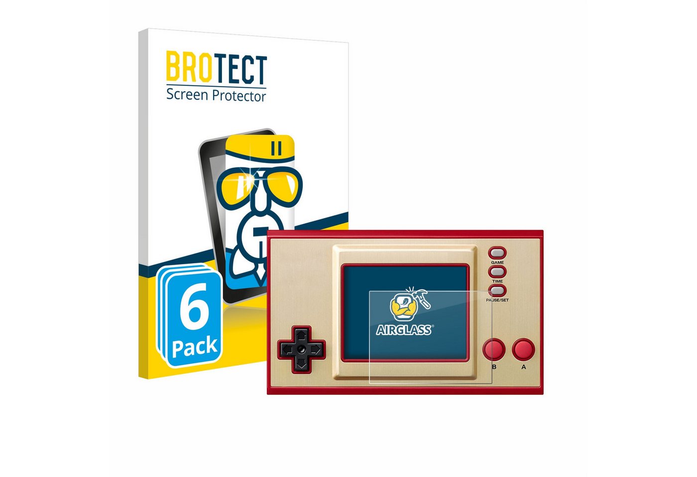 BROTECT flexible Panzerglasfolie für Nintendo Game & Watch Super Mario Bros, Displayschutzglas, 6 Stück, Schutzglas Glasfolie klar von BROTECT