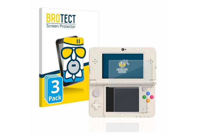 BROTECT flexible Panzerglasfolie für Nintendo New 3DS, Displayschutzglas, 3 Stück, Schutzglas Glasfolie matt entspiegelt Anti-Reflex von BROTECT