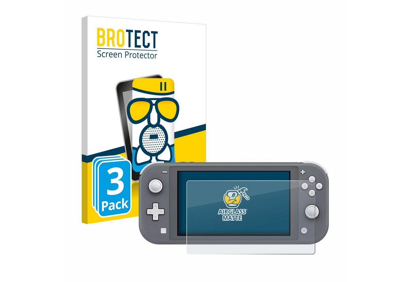 BROTECT flexible Panzerglasfolie für Nintendo Switch Lite, Displayschutzglas, 3 Stück, Schutzglas Glasfolie matt entspiegelt Anti-Reflex von BROTECT